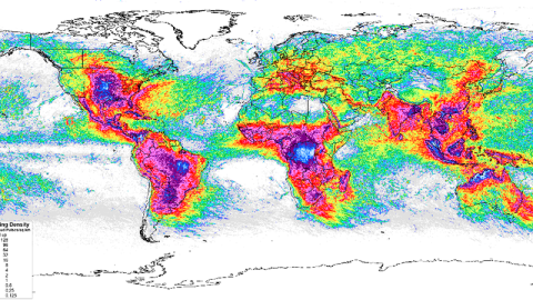 Lightning event density for 2019